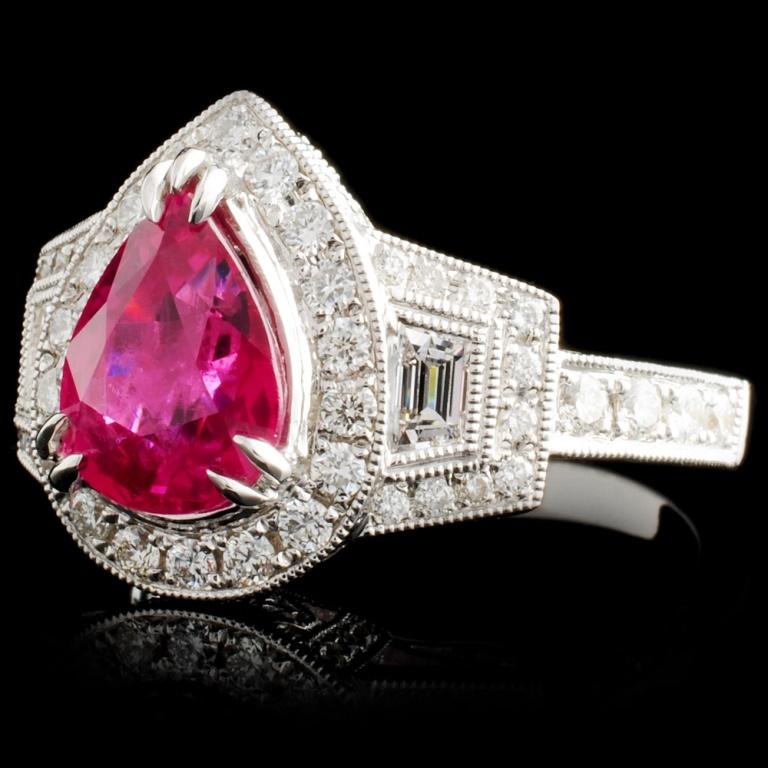 18K Gold 2.18ct Ruby & 1.09ct Diamond Ring