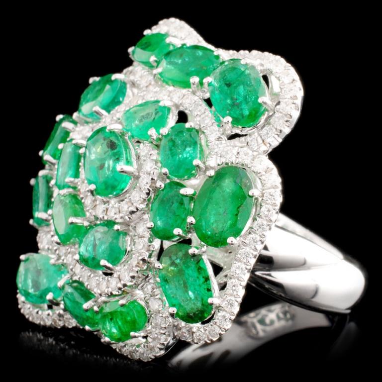 18K Gold 5.91ct Emerald & 0.84ctw Diamond Ring