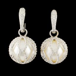 14K White Gold 1.71ctw Fancy Color Diamond Earring