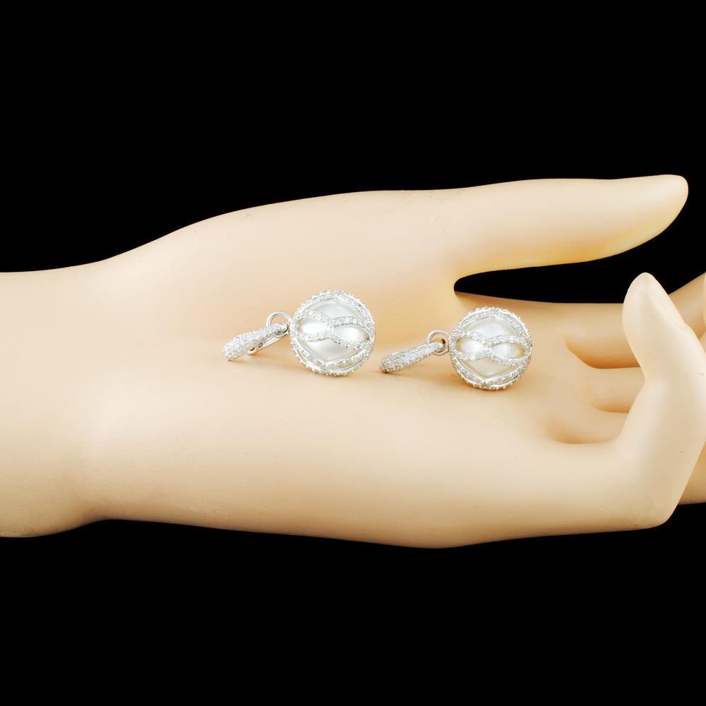 14K White Gold 1.71ctw Fancy Color Diamond Earring