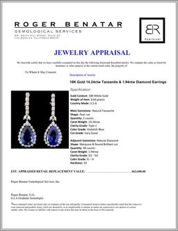 14K White Gold 1.84ctw Fancy Color Diamond Earring