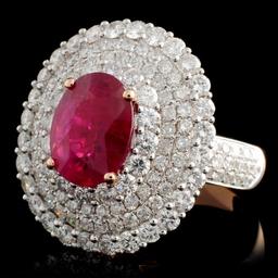 18K Rose Gold 2.23ct Ruby & 2.56ct Diamond Ring