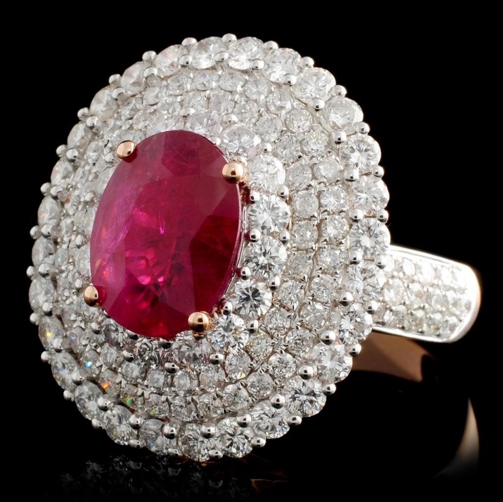 18K Rose Gold 2.23ct Ruby & 2.56ct Diamond Ring