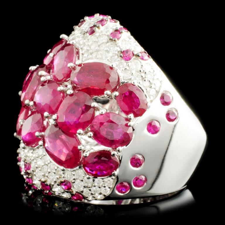 18K Gold 9.38ct Ruby & 0.88ctw Diamond Ring