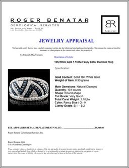 18K White Gold 1.10ctw Fancy Color Diamond Ring