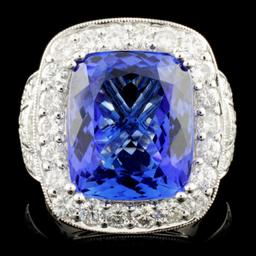 18K Gold 12.50ct Tanzanite & 2.28ctw Diamond Ring