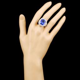 18K Gold 12.50ct Tanzanite & 2.28ctw Diamond Ring