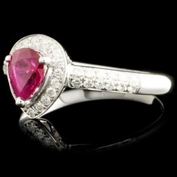 18K Gold 0.70ct Ruby & 0.25ctw Diamond Ring