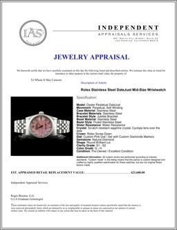 Rolex SS DateJust Mid-Size Wristwatch