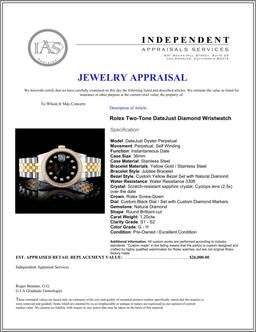 Rolex YG/SS DateJust Diamond 36MM Watch