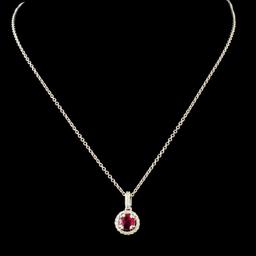14K Gold 0.42ct Ruby & 0.17ctw Diamond Pendant