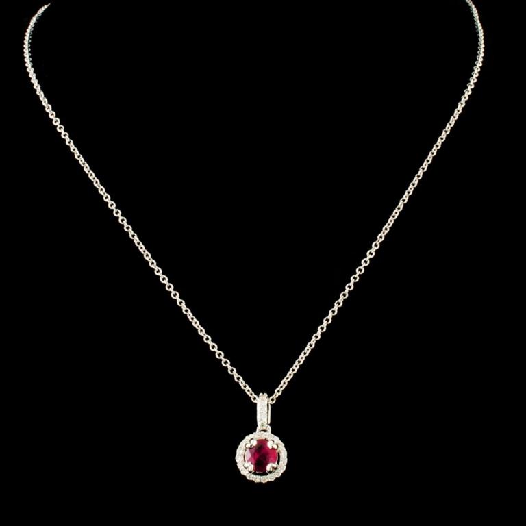 14K Gold 0.42ct Ruby & 0.17ctw Diamond Pendant