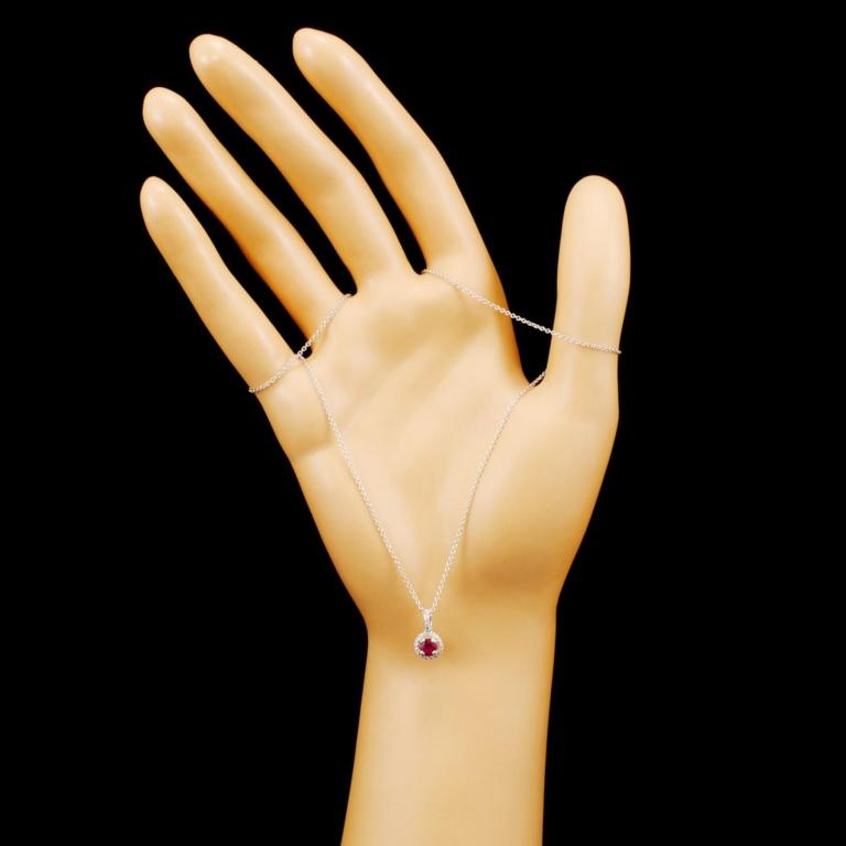 14K Gold 0.42ct Ruby & 0.17ctw Diamond Pendant
