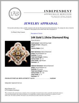 14K Gold 1.19ctw Diamond Ring