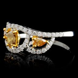 18K White Gold 0.92ctw Fancy Color Diamond Ring