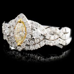 18K White Gold 0.97ctw Fancy Color Diamond Ring