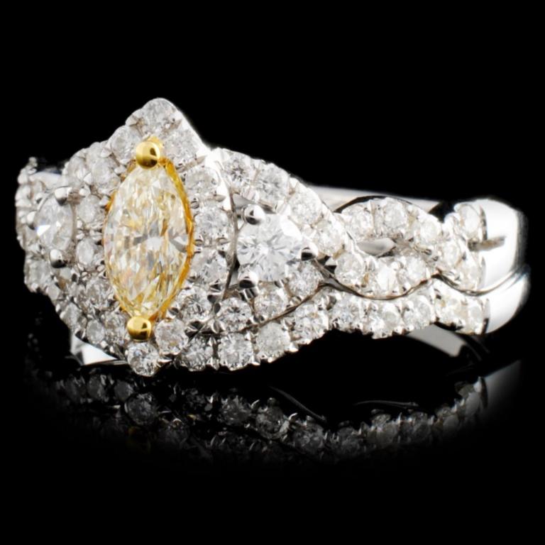 18K White Gold 0.97ctw Fancy Color Diamond Ring