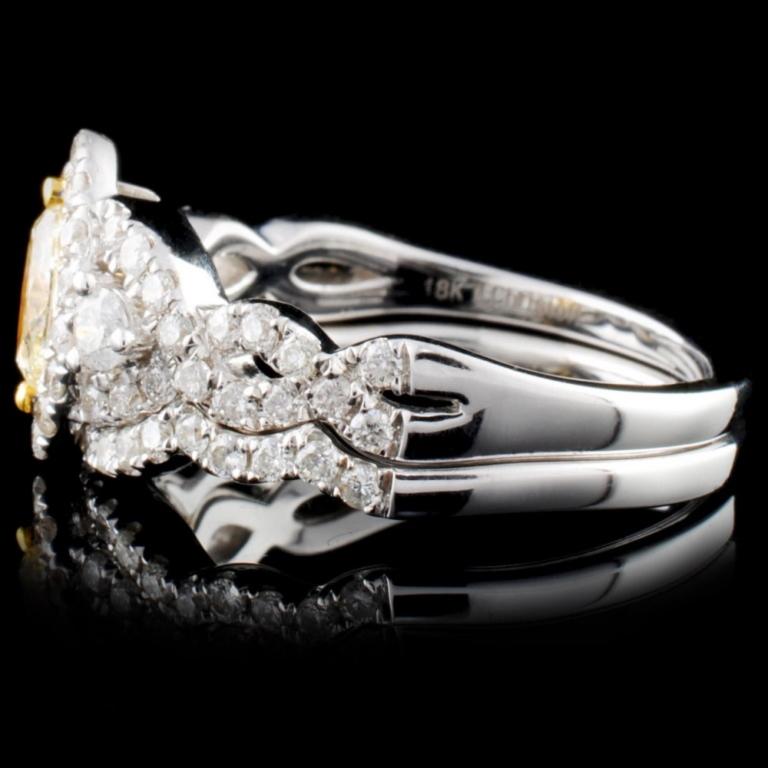 18K White Gold 0.97ctw Fancy Color Diamond Ring