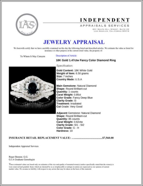 18K Gold 1.47ctw Fancy Color Diamond Ring