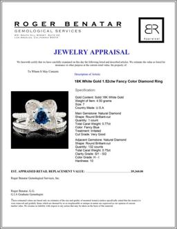 18K White Gold 1.52ctw Fancy Color Diamond Ring