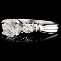 Solid Platinum 0.72ctw Diamond Ring