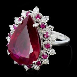 14K Gold 10.00ct Ruby & 0.75ctw Diamond Ring