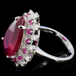 14K Gold 10.00ct Ruby & 0.75ctw Diamond Ring