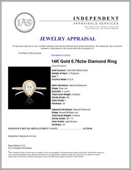 14K Gold 0.76ctw Diamond Ring
