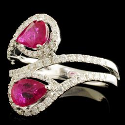 14K Gold 1.24ct Ruby & 0.60ctw Diamond Ring