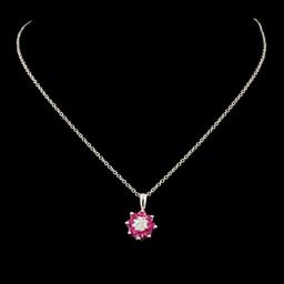 14K Gold 0.28ct Ruby & 0.10ctw Diamond Pendant