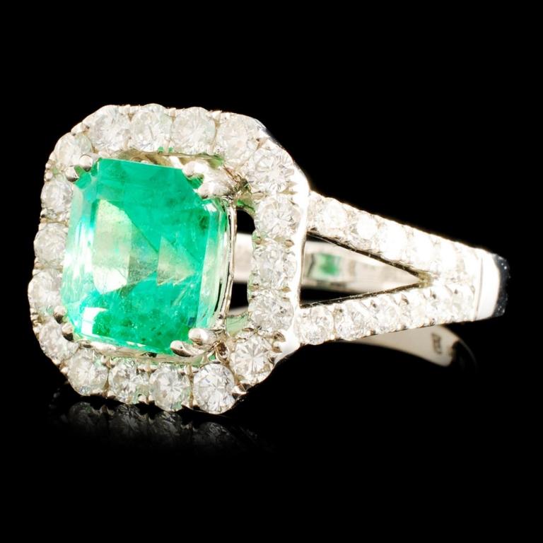 18K Gold 2.14ct Emerald & 1.25ctw Diamond Ring