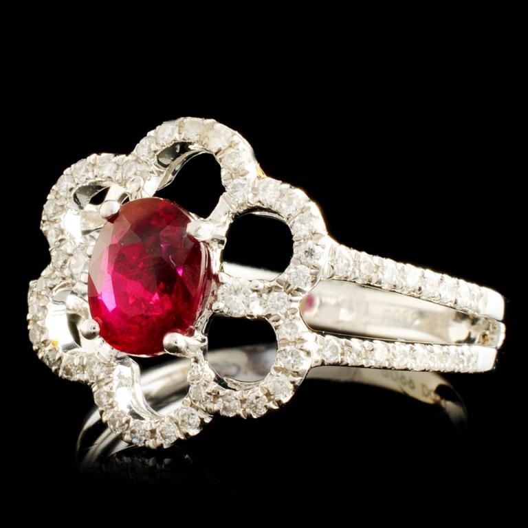 18K Gold 0.99ct Ruby & 0.31ctw Diamond Ring