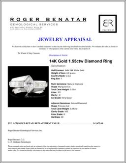 14K Gold 1.55ctw Diamond Ring