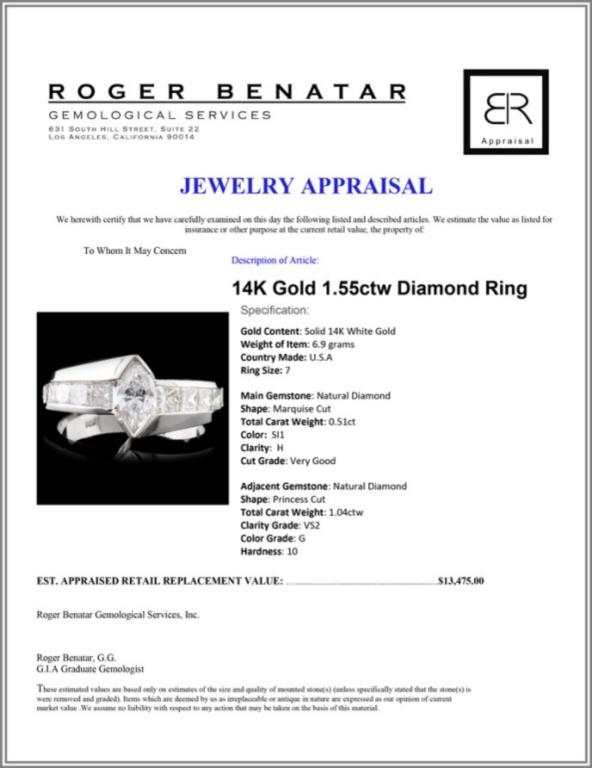 14K Gold 1.55ctw Diamond Ring