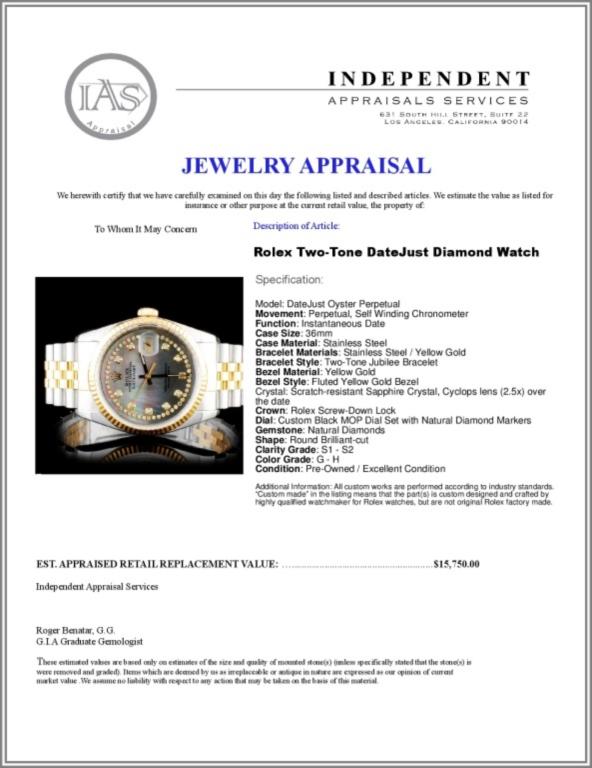 Rolex Two-Tone 36MM DateJust Diamond Watch