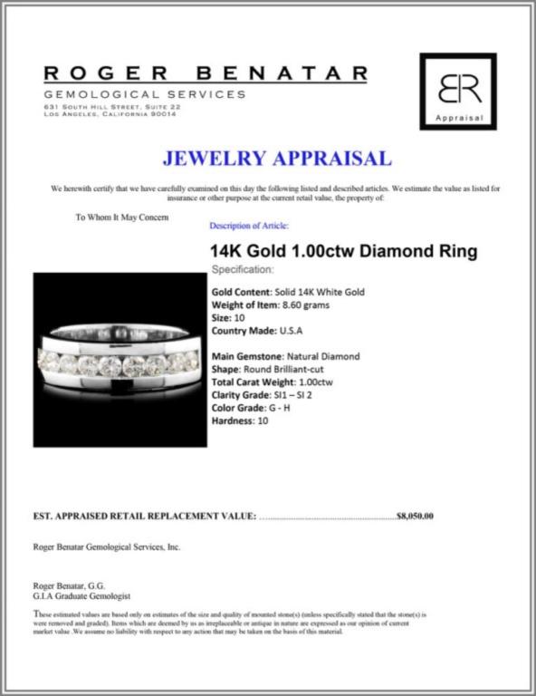 14K Gold 1.00ctw Diamond Ring