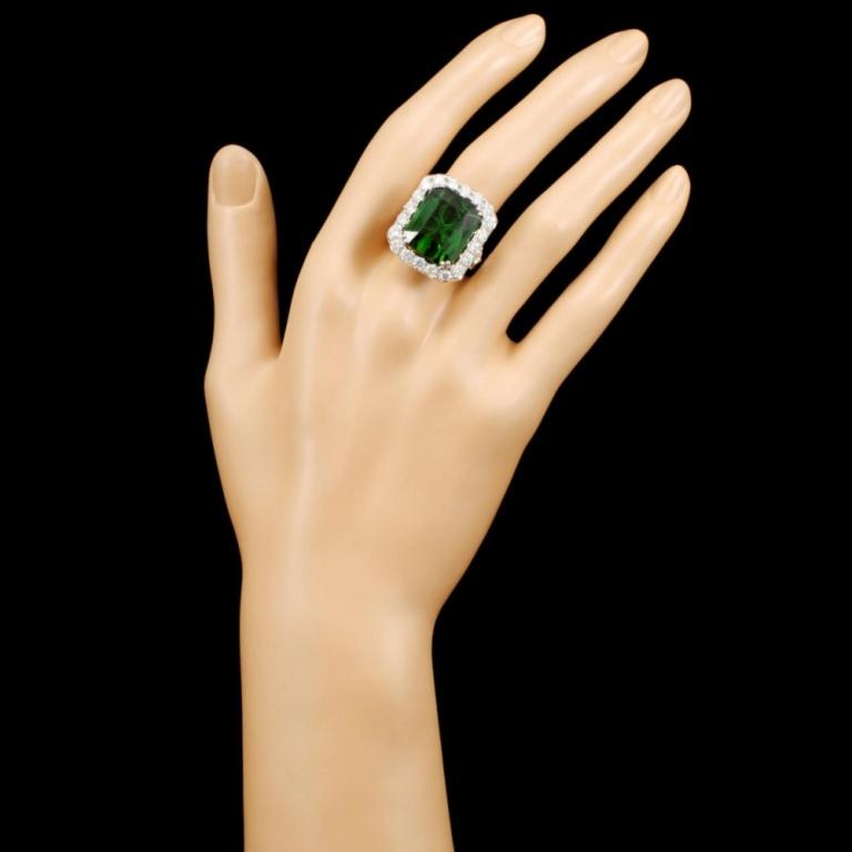 18K Gold 23.82ct Tourmaline & 3.43ctw Diamond Ring