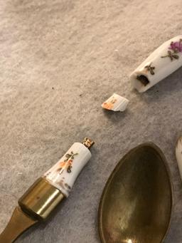 Set of 6 Spoons w/ Porcelain Handles