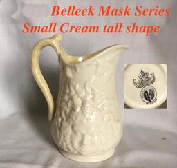 Belleek Mask Series Small Cream Tall Shape 3rd Black