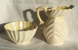 Belleek Double Shell Cream & Sugar 2nd Green Mark