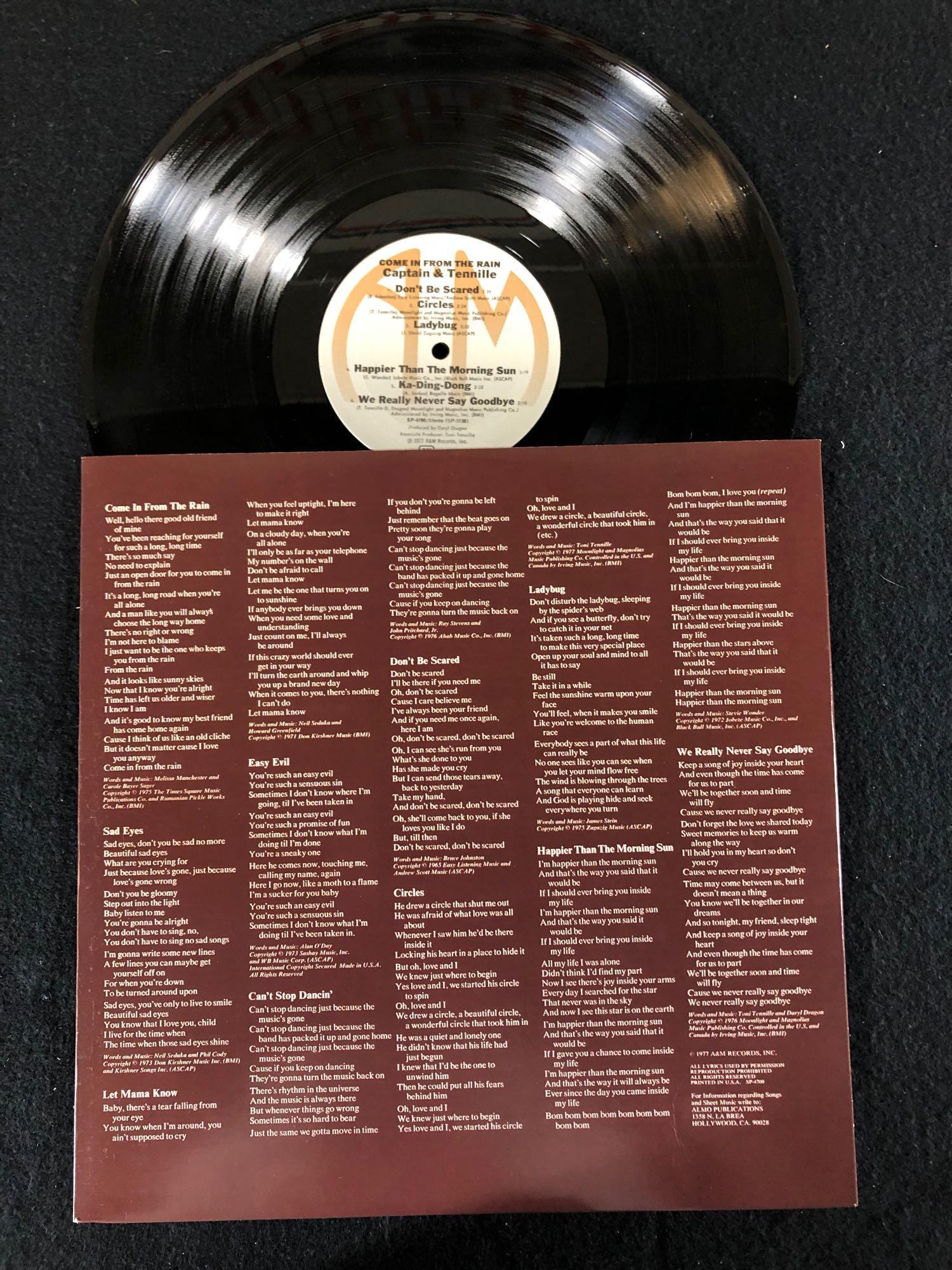 Captain and Tennille "Come In From the Rain" Autographed Album