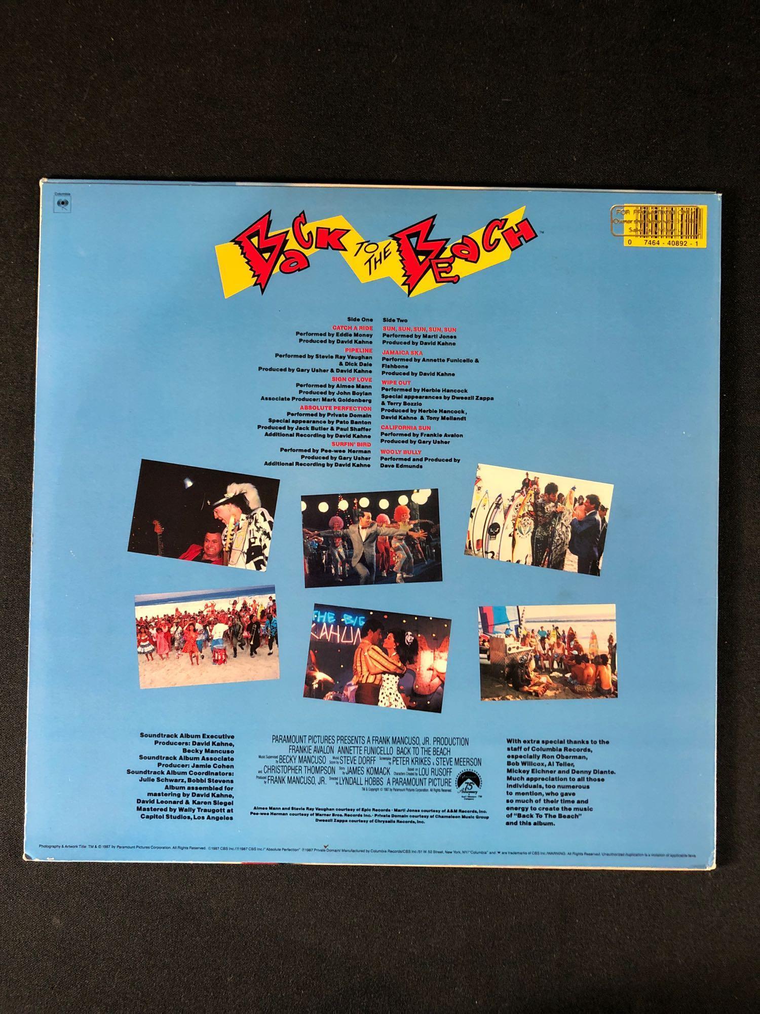 Frankie Avalon "Back To The Beach" Original Motion Picture Soundtrack Autographed By Frankie Avalon