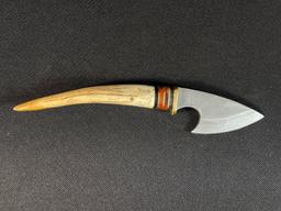 Custom Made Skinning Knife w/ Bone Handle and Sheath