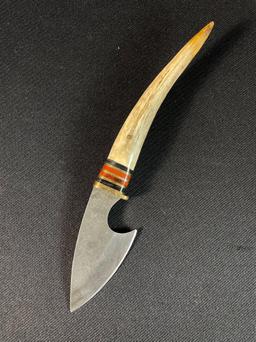 Custom Made Skinning Knife w/ Bone Handle and Sheath