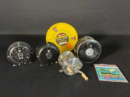 Vintage Fly Fishing Reels w/ Sinker Hooks & Line