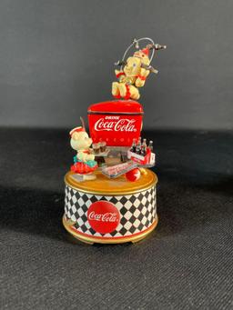 (2) Enesco Coca-Cola Wind Up Music Carousels