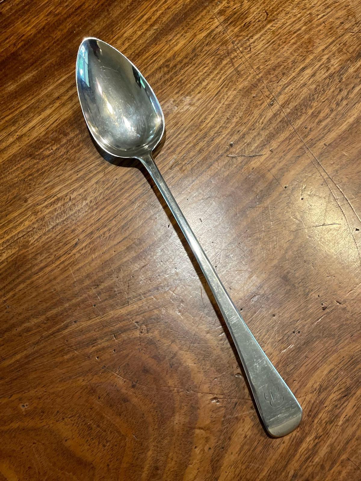 Sterling Silver extra long spoon, maker mark "RC", hallmarked London 1886