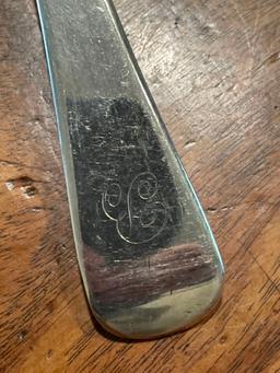 Sterling Silver extra long spoon, maker mark "RC", hallmarked London 1886