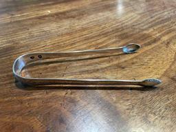 Sterling Silver sugar tongs, hallmarked London, year mark unreadable