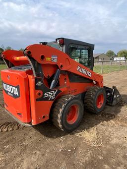 2019 Kubota Model SSV75 Skid Steer Loader w/ Clamshell Bucket